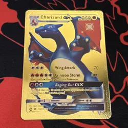 Charizard GX HP250 Wing Attack Gold Foil Fan Art Collector Card NM! - Image 1