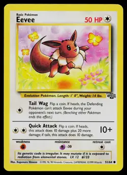 EEVEE 51/64 COMMON JUNGLE POKEMON UNLIMITED LP - Image 1