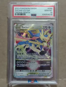 2023 Pokemon SWSH Crown Zenith #096 Zacian VStar PSA 10 - Image 1