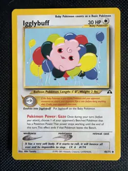 Igglybuff 40/75 Pokemon Vintage English Neo Discovery WOTC 2001 - Image 1