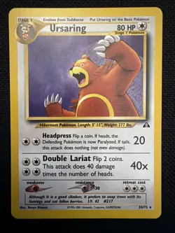 ** Ursaring 34/75 Pokemon TCG Neo Discovery Unlimited Rare 2001 Vintage WOTC LP - Image 1