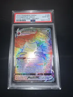2020 Pokemon SWSH Vivid Voltage #186 FA Secret Orbeetle VMax PSA 10 Gem Mint - Image 1