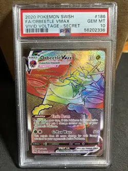 🔥 Pokemon PSA 10 Vivid Voltage Full Art #186 Orbeetle Vmax Gem Mint Secret Rare - Image 1