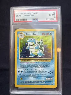 1999 Pokemon Base Set Blastoise #2 Holo Rare English PSA 8 NM-MT - Image 1