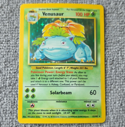 Pokemon TCG Base Set Venusaur 15/102 Holo Rare English 1999 HP 100 - Image 1