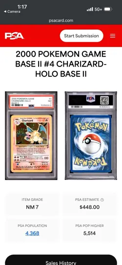 The Pokemon Company Charizard 004/130 Base Set 2 Holo Rare PSA 7 English - Image 3