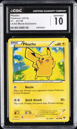 2014 POKEMON XY - LEGO MOVIE EXCLUSIVE #42/146 PIKACHU CGC 10 GEM MINT - Image 1