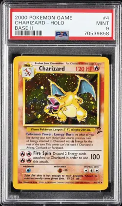 2000 POKEMON BASE SET 2 #4 CHARIZARD-HOLO PSA 9 - Image 1