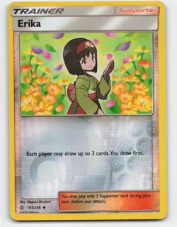 2019 Pokemon, Cosmic Eclipse, #191/236 Erika, Reverse Holo Uncommon NM - Image 1