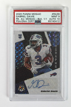 2020 Panini Mosaic Gabriel Davis RC Rookie Mosaic BLACK 1/1 PSA 9 AUTO 10 Bills - Image 1
