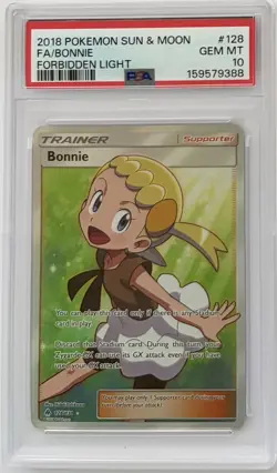 BONNIE 2018 Pokemon Sun Moon FA 128/131 Forbidden Light Holo PSA 10 GM - Image 1