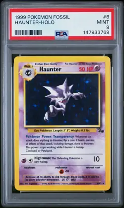 1999 POKEMON FOSSIL #6 HAUNTER-HOLO PSA 9 - Image 1