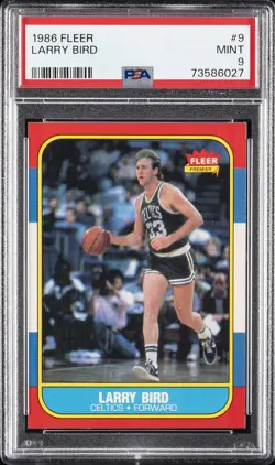 1986 FLEER #9 LARRY BIRD PSA 9 - Image 1