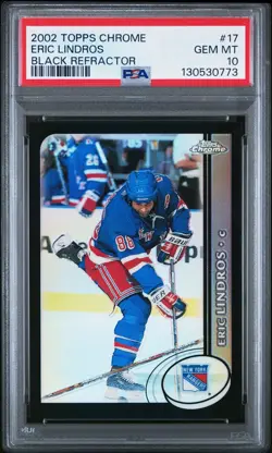 2002 TOPPS CHROME #17 ERIC LINDROS BLACK REFRACTOR 78/100 PSA 10 POP 2 - Image 1