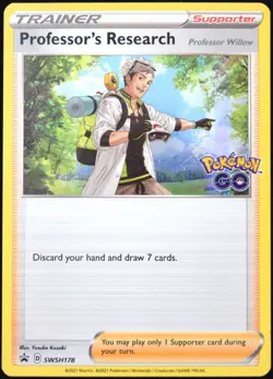 Pokemon TCG Professor's Research SWSH178 Pokemon GO Black Star Promo Card - LP - Image 1