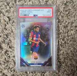 2023-24 Lamine Yamal Topps Chrome UCC Refractor Rookie RC #64 PSA 9 Mint - Image 1