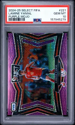 2024-25 PANINI SELECT FIFA - PURPLE MOJO - LAMINE YAMAL #221 PSA 10 Gem Mint SP - Image 1