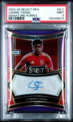 2024-25 Select FIFA LAMINE YAMAL Signatures Purple Auto #S-LY /49 Spain PSA 9 - Image 1