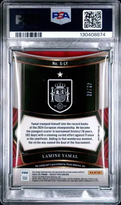 2024-25 Select FIFA LAMINE YAMAL Signatures Purple Auto #S-LY /49 Spain PSA 9 - Image 2
