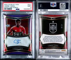 2024-25 Select FIFA LAMINE YAMAL Signatures Purple Auto #S-LY /49 Spain PSA 9 - Image 3