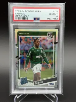 2023-24 Donruss FIFA #176 ENDRICK Optic Holo Prizm Rated Rookie RC PSA 10 - Image 1
