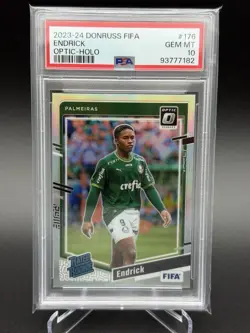 2023-24 Donruss FIFA #176 ENDRICK Optic Holo Prizm Rated Rookie RC PSA 10 - Image 3