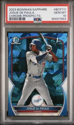 2023 Bowman Sapphire Josue De Paula 1st PSA 10 GEM #BCP-111 Los Angeles QTY - Image 1
