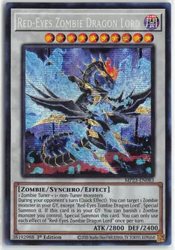 Dueling Heroes Prismatic Secret Rare MP23-EN083 Red-Eyes Zombie Dragon Lord - Image 1