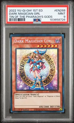 2022 YU-GI-OH! TIN OF THE PHARAOH'S GODS 1ST EDITION DARK MAGICIAN GIRL PSA 9 - Image 1