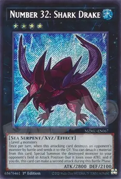 Yugioh Number 32: Shark Drake - 1st Edition Secret Rare Chibi Art NM - Free Holo - Image 1
