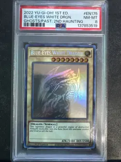 2022 Yugioh GFP2-EN175 Blue-Eyes White Dragon Ghost Rare 1st Edition PSA 8 - Image 1