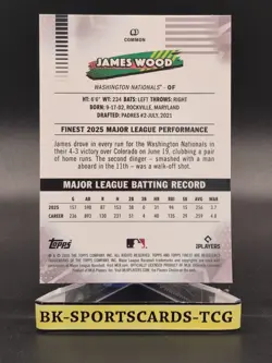2026 Topps Finest JAMES WOOD Mini Diamond Refractor Washington Nationals - Image 2