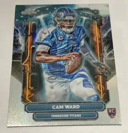 2025 Topps Chrome Cosmic Football Cam Ward ET-1 Extra Terrestrial Refractor - Image 1