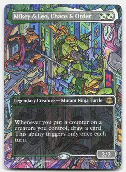 Mikey & Leo, Chaos & Order (Borderless) - NM - TMT TMNT Turtles 0200 - MTG Magic - Image 1