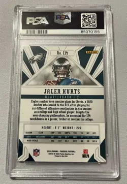 2020 Panini Phoenix - Jalen Hurts #114 Fire Burst Rookie PSA 10 Eagles Card - Image 2