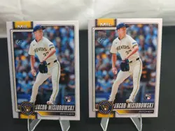 Topps Jacob Misiorowski Rookie Card Lot 2 Milwaukee Brewers Series One 2023 - Image 1
