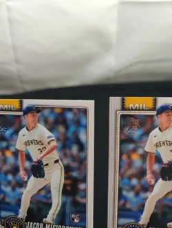 Topps Jacob Misiorowski Rookie Card Lot 2 Milwaukee Brewers Series One 2023 - Image 3