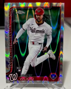 JAMES WOOD 2025 Topps Chrome RAYWAVE REFRACTOR Rookie Card SP Nationals - Image 1