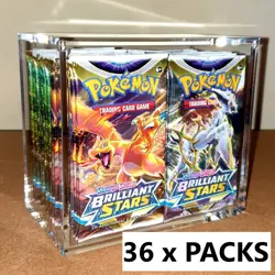 [36 Packs] Brilliant Stars Booster Packs Acrylic Box Case Pokemon Card | SEALED - Image 1