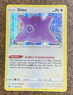 Ditto 107/159 Crown Zenith Rare Holo Pokemon Card - Image 1