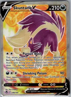 Skuntank V (Full Art) 180/195 SWSH12: Silver Tempest - Pokemon Card - NM - Image 1
