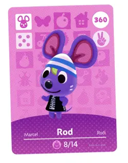 Rod #360 - Amiibo Card - Animal Crossing Series 1 - Authentic Nintendo - Image 1