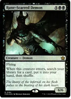 Rune-Scarred Demon 184 R Foundations NM Foil MTG - Image 1