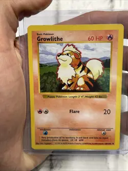 Growlithe 28/102 - Shadowless Base Set - Pokemon Card LP Vintage Vtg Nintendo - Image 1