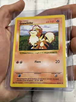 Growlithe 28/102 - Shadowless Base Set - Pokemon Card LP Vintage Vtg Nintendo - Image 2