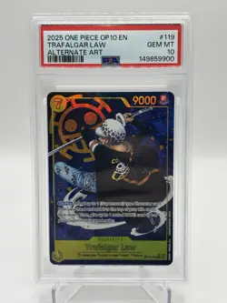 One Piece Trafalgar Law OP10-119 Alternate Art English PSA 10 - Image 1