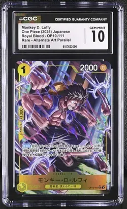 CGC 10 One Piece Monkey.D.Luffy Parallel OP10-111 Royal Blood Foil Jpn - Image 1