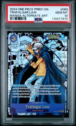 Trafalgar Law Manga Alt Art PRB01 One Piece OP05-069 PSA 10 GEM MINT - Image 1