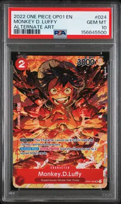 2022 ONE PIECE OP01-ROMANCE DAWN ALTERNATE ART #024 MONKEY D. LUFFY PSA 10 - Image 1
