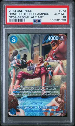 2024 ONE PIECE OP07-500 YEARS IN THE FUTURE #073 DONQUIXOTE DOFLAMINGO PSA 10 - Image 1